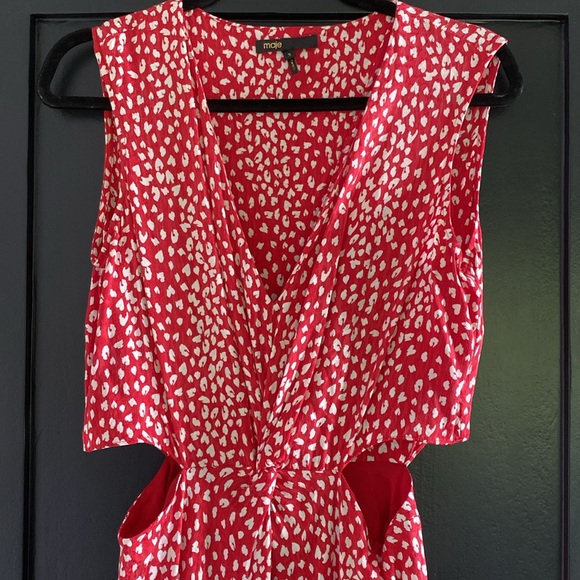 Stunning Women’s Maje Sleeveless Red Open Sides Maxi Dress Sz 3 - Picture 2 of 8